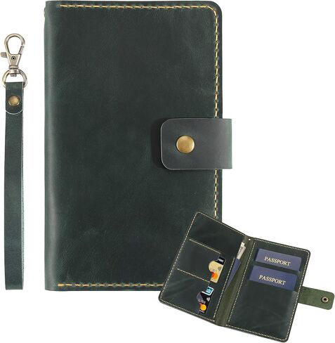 Handmade Vintage Leather Passport Holder for Couples – Travel Wallet Cover Case for Women & Men, Essential Travel Accessory (Coffee) in Kuwait