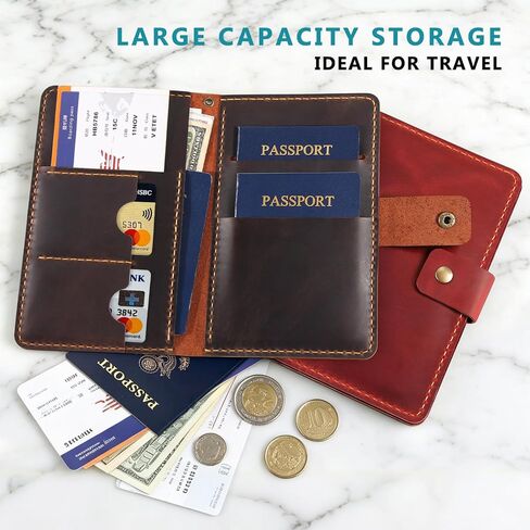 Handmade Vintage Leather Passport Holder for Couples – Travel Wallet Cover Case for Women & Men, Essential Travel Accessory (Coffee) in Saudi Arabia