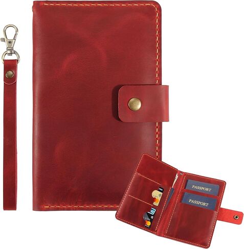 Handmade Vintage Leather Passport Holder for Couples – Travel Wallet Cover Case for Women & Men, Essential Travel Accessory (Coffee) in Saudi Arabia