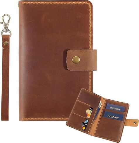Handmade Vintage Leather Passport Holder for Couples – Travel Wallet Cover Case for Women & Men, Essential Travel Accessory (Coffee) in Saudi Arabia