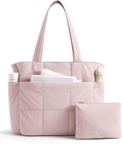LIGHT FLIGHT Tote Bag for Women, 2-Pc Puffy Tote Bag Set with Compartments, Lightweight Large Shoulder Handbags for Travel in Saudi Arabia