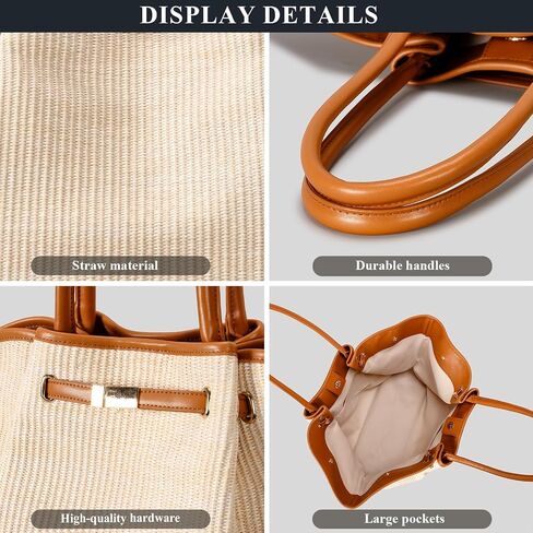 Straw Tote Bags for Women, Large Summer Straw Purses and Handbags Shoulder Woven Raffia Beach Bag for Vacation in Saudi Arabia