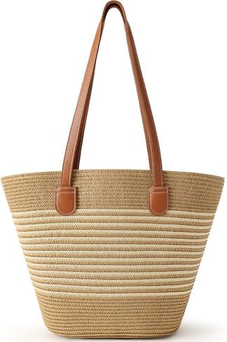Trifabricy Beach Bags for Women, Summer Beach Tote Straw Purse Shoulder Handbags Large Straw Beach Bag for Summer Travel in Kuwait