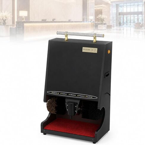 100W Automatic Shoe Polisher, Electric Shoe Shine Machine with Sensor Start, 100ml Polish Reservoir, Dual Soft Brushes and Stainless Steel Pedal for Home, Hotel, Office and Lobby in Saudi Arabia