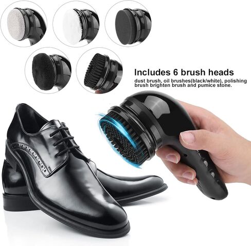 Electric Shoe Brush Polisher with USB Rechargeable Battery, 6 Brush Heads for Leather, Perfect for Shoes and Handbags in Kuwait