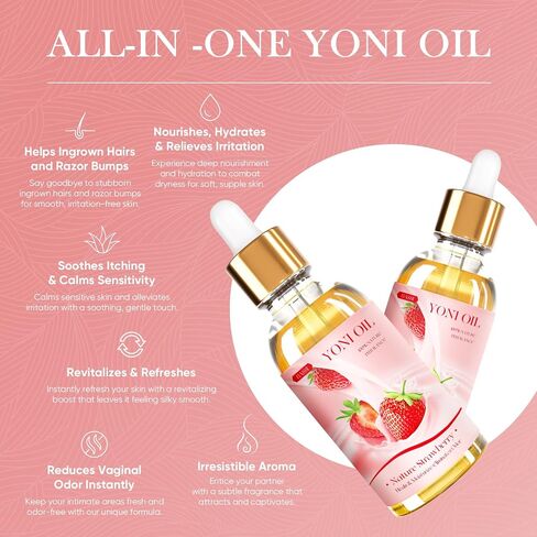 2 Packs Yoni Oil for Women - Strawberry Fresh Feminine Care Oil - All Natural Vaginal Oil Essential Oils, Reduces Odor, Restores pH Balance and Wetness, 1 fl oz/pc in Saudi Arabia