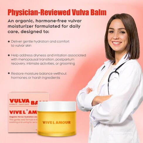 Vive L'Amour Organic Vulva Balm – External Intimate Moisturizing Care for Dry, Sensitive Skin During Menopause & Hormonal Changes – Hormone-Free Comfort Balm – 2 oz in Saudi Arabia