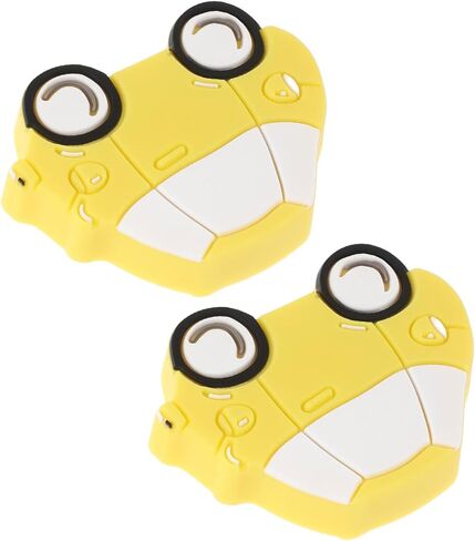 2pcs Cartoon Car Shaped Cabinet Pull Handles for Wardrobe and Nursery Furniture, Yellow Plastic Dresser Drawer Knobs for Closet and Cupboard Decor in Kuwait