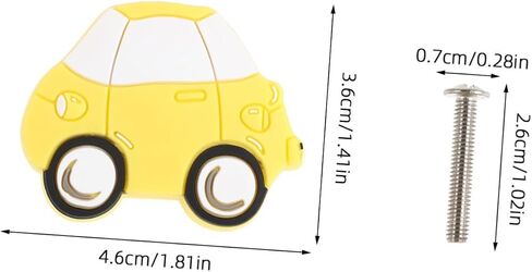 2pcs Cartoon Car Shaped Cabinet Pull Handles for Wardrobe and Nursery Furniture, Yellow Plastic Dresser Drawer Knobs for Closet and Cupboard Decor in Kuwait