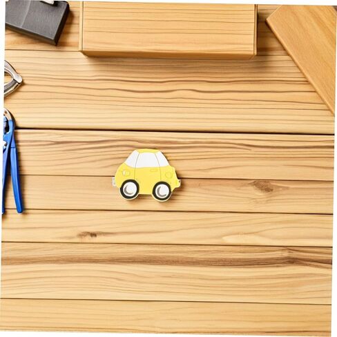 2pcs Cartoon Car Shaped Cabinet Pull Handles for Wardrobe and Nursery Furniture, Yellow Plastic Dresser Drawer Knobs for Closet and Cupboard Decor in Kuwait