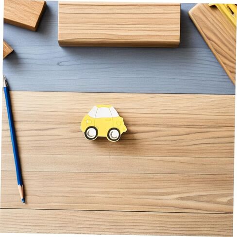 2pcs Cartoon Car Shaped Cabinet Pull Handles for Wardrobe and Nursery Furniture, Yellow Plastic Dresser Drawer Knobs for Closet and Cupboard Decor in Kuwait