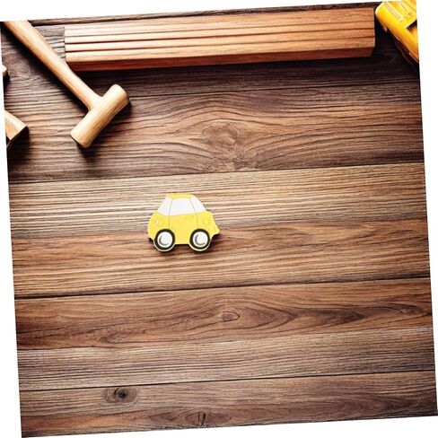 2pcs Cartoon Car Shaped Cabinet Pull Handles for Wardrobe and Nursery Furniture, Yellow Plastic Dresser Drawer Knobs for Closet and Cupboard Decor in Kuwait