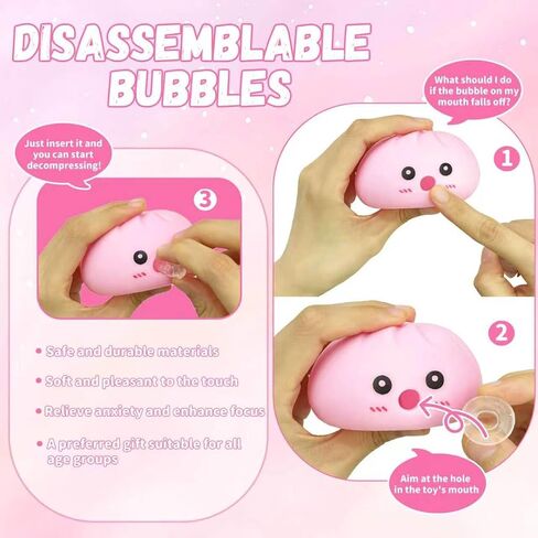 2Pack Dumpling Squishies Set with Steamer, New Bubble-Blowing Squishies, Stretchy Fidget Sensory Squeeze Toy for Adults & Teens, Cute Desk Gift(Yellow+Purple) in Saudi Arabia