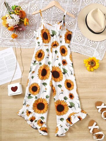 Girls Sleeveless Jumpsuit 8-14 Years Kids One-Piece Long Pants Casual Outfit in Kuwait