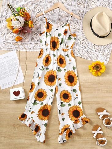 Girls Sleeveless Jumpsuit 8-14 Years Kids One-Piece Long Pants Casual Outfit in Kuwait