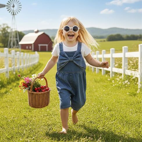 Thorn Tree Girls Summer Clothes Sleeveless Jumpsuit Bow Strap Overalls One Piece Little Kids Outfits Denim Suspender Pants in Kuwait