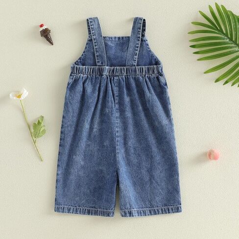 Thorn Tree Girls Summer Clothes Sleeveless Jumpsuit Bow Strap Overalls One Piece Little Kids Outfits Denim Suspender Pants in Kuwait