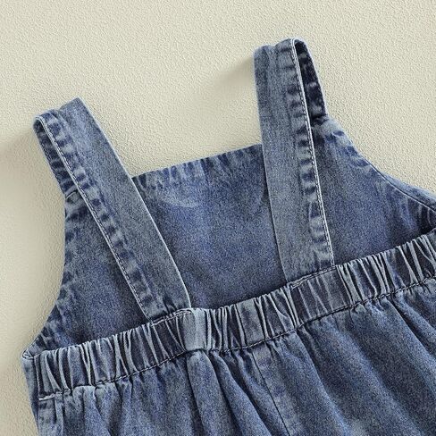 Thorn Tree Girls Summer Clothes Sleeveless Jumpsuit Bow Strap Overalls One Piece Little Kids Outfits Denim Suspender Pants in Kuwait