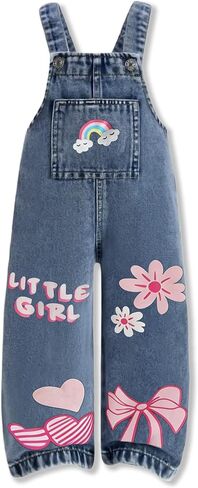 4-7T Toddler Girl Clothes One Piece Denim Overall Jumpsuit Girls Summer Romper（Freely mix and match linings） in Saudi Arabia