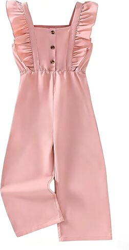 VARMILO Toddler Girls Sleeveless Jumpsuit Romper - Ruffled Trim, Elastic Waist, Wide Leg Pants, Summer Playwear (Size 3T-7T) in Saudi Arabia