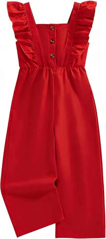 VARMILO Toddler Girls Sleeveless Jumpsuit Romper - Ruffled Trim, Elastic Waist, Wide Leg Pants, Summer Playwear (Size 3T-7T) in Saudi Arabia