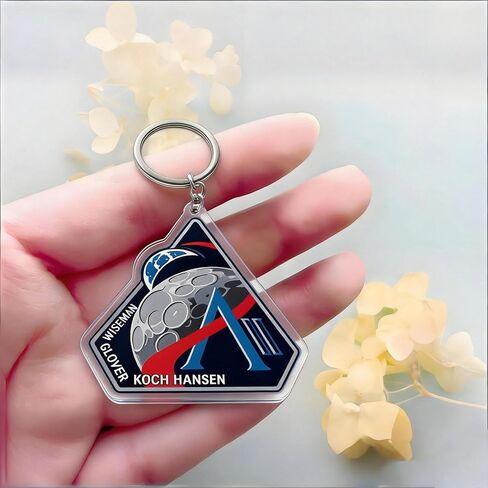 سلسلة مفاتيح Artemis II Mission Patch، أكريليك، 2.2 × 2.2 بوصة، تذكارية للفضاء in Kuwait