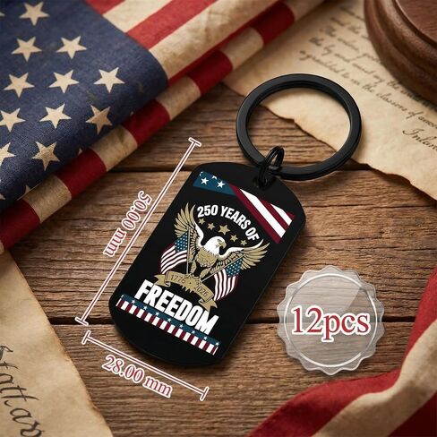 12 Pcs 250th Anniversary Keychain American Flag Keychains 4th of July 250 Years Independence Day Merchandise USA Flag Key Chains for 1776-2026 Commemorative Gifts Women Men Gift in Saudi Arabia