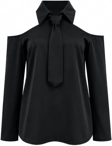 Ladies' Elegant Party and Commute Off-the-Shoulder Long-Sleeved Tie Shirt in Kuwait