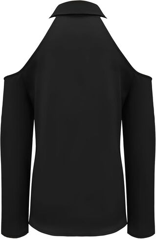 Ladies' Elegant Party and Commute Off-the-Shoulder Long-Sleeved Tie Shirt in Kuwait