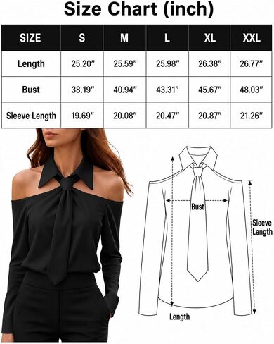 Ladies' Elegant Party and Commute Off-the-Shoulder Long-Sleeved Tie Shirt in Kuwait