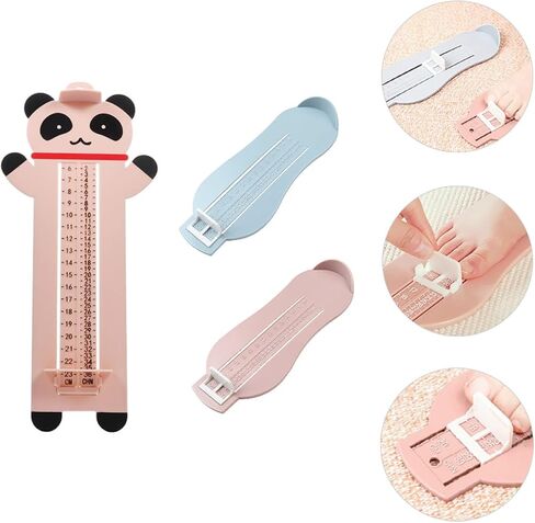 SUPVOX 3pcs Foot Measuring Device, Feet Size Ruler, Shoe Length Gauge for Ages 0-15, Includes Pink, Blue, and Extended Panda Sizer for Accurate Shoe Fitting in Kuwait