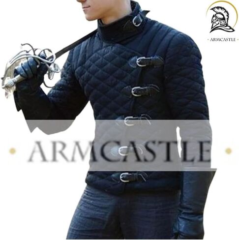 Viking Medieval Short Gambeson Padded Protective Jacket Full Sleeve Aketon For Historical Costume Cosplay SCA LARP in Kuwait