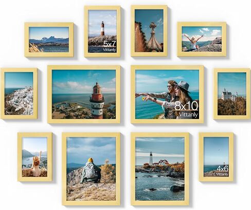 Vittanly 10 Pack Picture Frames Collage Wall Decor, Gallery Wall Frame Set for Wall or Tabletop Display, Engineered Wood and Shatter-resistant Plexiglass, Multi Sizes with 8x10, 5x7, 4x6 Frames, Black in Saudi Arabia