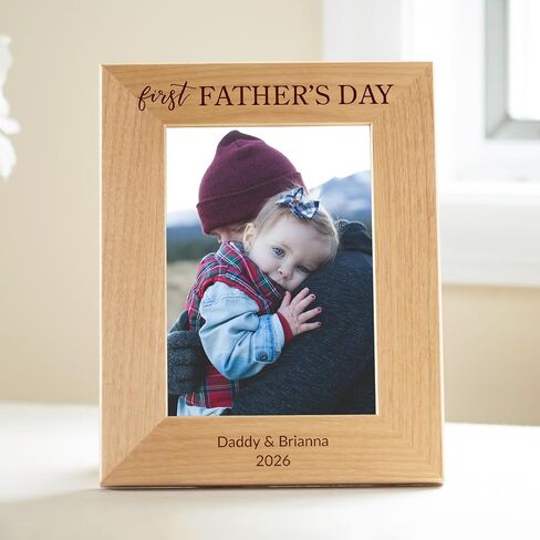 Lifetime Creations Personalized First Father's Day Picture Frame: New Dad Gifts for Men, First Time Dad Gifts for Fathers Day, Engraved Wood Frame (Holds 4x6 Inch Portrait Photo) in Saudi Arabia