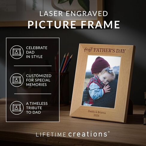 Lifetime Creations Personalized First Father's Day Picture Frame: New Dad Gifts for Men, First Time Dad Gifts for Fathers Day, Engraved Wood Frame (Holds 4x6 Inch Portrait Photo) in Saudi Arabia