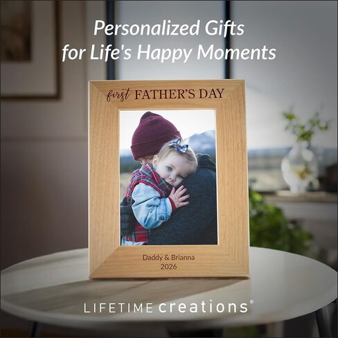 Lifetime Creations Personalized First Father's Day Picture Frame: New Dad Gifts for Men, First Time Dad Gifts for Fathers Day, Engraved Wood Frame (Holds 4x6 Inch Portrait Photo) in Saudi Arabia