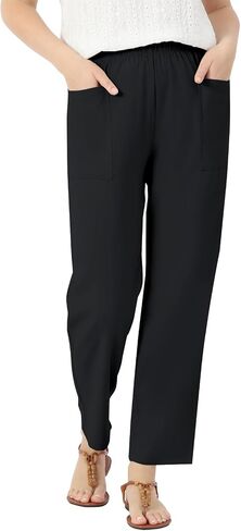 keriffe Linen Casual Pants for Women High Waist Elastic Summer Beach Vacation Outfits with Pockets in Saudi Arabia