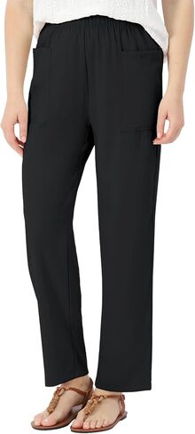 keriffe Linen Casual Pants for Women High Waist Elastic Summer Beach Vacation Outfits with Pockets in Saudi Arabia