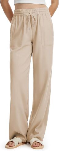 Tall Women 32/34/36 Inseam Linen Pants Wide Leg Casual Palazzo Trousers Summer Beach Lounge Bottoms with Pockets in Saudi Arabia