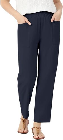 keriffe Linen Casual Pants for Women High Waist Elastic Summer Beach Vacation Outfits with Pockets in Saudi Arabia