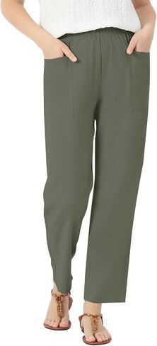 keriffe Linen Casual Pants for Women High Waist Elastic Summer Beach Vacation Outfits with Pockets in Saudi Arabia