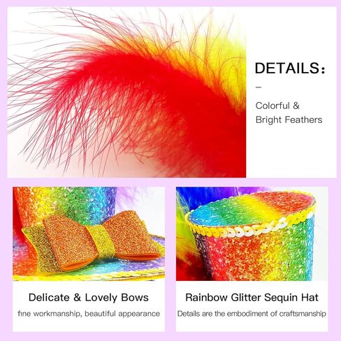 Rainbow Feather Headband Top Hat for Women Girls Material, Mardi Gras Carnival Party, Birthday, Cosplay, Halloween Hat Accessory in Saudi Arabia