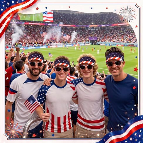 Chicingyou 24 Pcs American Flag Visor Hats and Patriotic Sunglasses Bulk 4th of July Accessories USA Patriotic Visor Red White and Blue Beach Sun Hats for Women Men Independence Day in Kuwait
