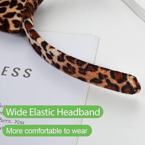 Cheetah Ears Leopard Ears Headband, Cat Ears Cheetah Print Ear Costume Accessories for Women Adult for Halloween Animal Themed Party in Saudi Arabia