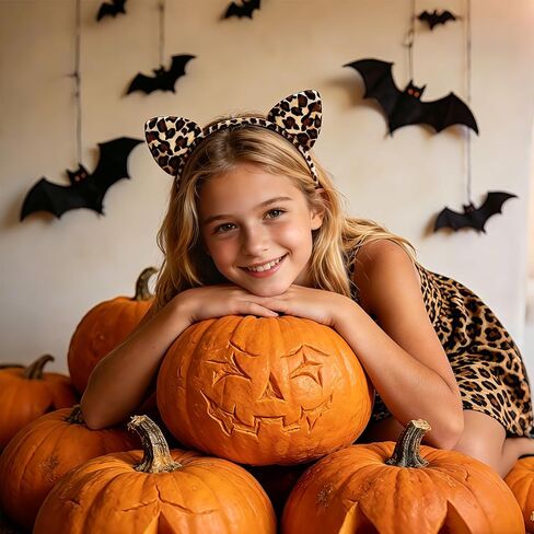 Cheetah Ears Leopard Ears Headband, Cat Ears Cheetah Print Ear Costume Accessories for Women Adult for Halloween Animal Themed Party in Saudi Arabia