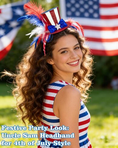 Patriotic Mini Top Hat Headband for Women, Red White and Blue 4th of July Headband, Classic Fourth of July Accessories for Independence Day Memorial Day Veterans Day in Saudi Arabia