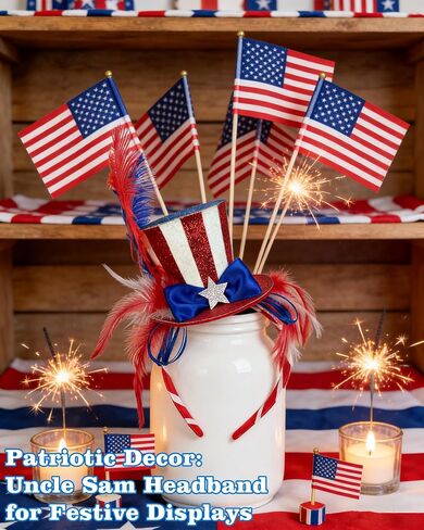 Patriotic Mini Top Hat Headband for Women, Red White and Blue 4th of July Headband, Classic Fourth of July Accessories for Independence Day Memorial Day Veterans Day in Saudi Arabia