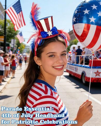 Patriotic Mini Top Hat Headband for Women, Red White and Blue 4th of July Headband, Classic Fourth of July Accessories for Independence Day Memorial Day Veterans Day in Saudi Arabia