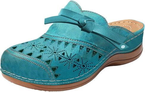 Orthopedic Sandals for Women Closed Toe Bowknot Hollow Out Mules Shoes with Arch Support Summer Comfortable Breathable Wedge Sandals Casual Fashion Outdoor Beach Walking Slides in Kuwait