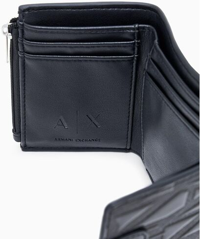 محفظة نسائية ثنائية الطي تحمل شعار Armani Exchange، باللون الأسود، مقاس واحد in Kuwait